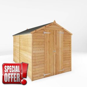 WALTONS 10 x 6 Overlap Storage Shed | Apex Roof | 7mm Overlap Cladding | Wooden Garden Storage Shed | 10 Year Anti Rot Guarantee | 10 x 6 10ft 6ft | Windows or Windowless (Windowless)