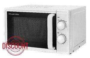 Russell Hobbs 17L Small Microwave White Manual Textures 700W with 5 Power Levels & 30 min Timer