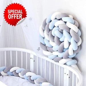 GYCS Knotted Cot Bed Bumper Braided Bumper Crib Braided Pillows Bed Snake 3 Shares Braided for Room Decor Multi-Color Knitted Bedroom Cushion for Toddlers for Room