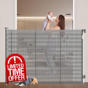 Extra Tall Retractable Stair Gate for Dogs with Reinforced Strips
