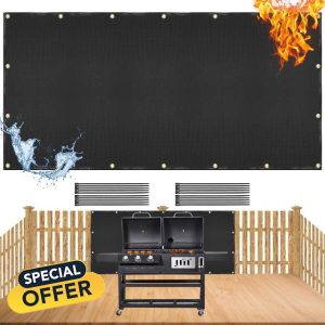 Heat Shield behind Grill Fireproof Grill Heat Shield Mat for Wall Behind Grill Behind Stove Wall Protector Grill Heat Shield Waterproof Balcony Privacy Fence Screen Fireproof Deck Railing Cover(3’x6’)
