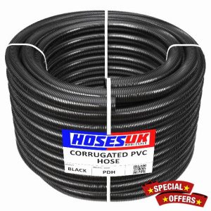 32mm - 10 Metre Long Black Corrugated Flexible Pond Hose Fish Garden Filter Pump Marine Flexi Pipe