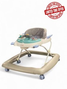 RYDR Baby Walker Rocker Bouncer First Steps Push Along Activity Music Ride Car Space (Beige)
