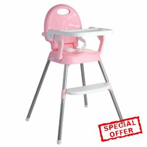 Adjustable Baby Highchair - Infant High Feeding Seat Converts to Toddler Table Chair (Pink)