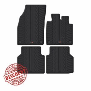 Travall Rubber Car Mats for VW ID.4 (2020-) Car Floor Mats Hard-Wearing Heavy Duty Moulded Premium Mats Easy Clean Black with Clips - Anti Slip All-Weather Mud Sand Water Protectio