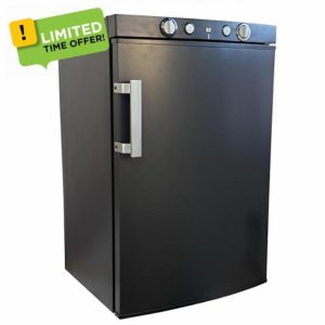 Shield Autocare © Cool Mate 100 Litre 3 Way Absorption Campervan & Caravan Fridge Freezer 12v / 240v / Gas Electric (Silver)            [Energy Class A]