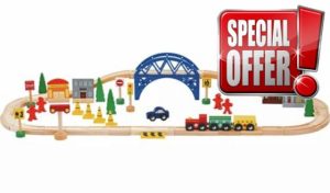 Chad Valley 60 Piece Wooden Train Se