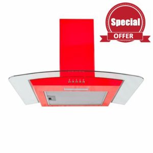 SIA CGH60RD 60cm Red Curved Glass Chimney Cooker Hood Kitchen Extractor Fa