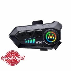 Motorcycle Intercom Helmet Bluetooth 5.3 Headset With Mic Motorcycle IPX6 Waterproof Headphones Wireless Noise Cancelling Earphones Motorbike Communication System Headphones Bluetooth Helmet Speakers