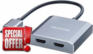 NCGGY Displayport to Dual HDMI Adapter 4K60Hz for PC Laptop Graphics Card DP 1.2 to 2 HDMI 2.0 Monitors Extension Display Displayport to HDMI Splitter 1 In 2 Out Hub MST Extend Mode for Windows Only