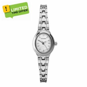 Sekonda Ladies Megan 21mm Oval Classic Analogue Watch with Mother of Pearl Stone Set Dial