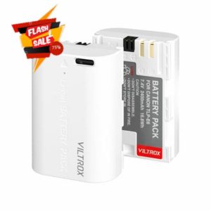 VILTROX 2 Pack LP-E6/LP-E6NH Rechargeable Camera Battery with USB Type-C Fast Charging 2400mAh Replacement Camera Batteries Compatible with Canon EOS R5 R6 R6II R7 5D II III IV 6D 6DII 70D 80D 90D