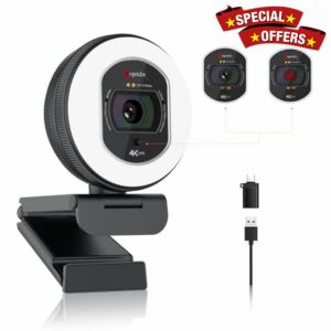 Angetube 4K Webcam with Light for PC: UHD 4K