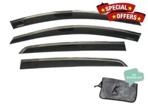 Wind Deflector Set for VW Golf MK8 2020+ with Chrome lining - Set of 4 Pcs - Front and Rea