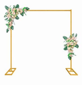 Fiita 6.6FTx6.6FT Gold Wedding Arch Backdrop Stand Square Metal Rectangular Arch Frame for Ceremony Party Birthday Bridal Baby Shower Anniversary Arbor Balloon Decoratio