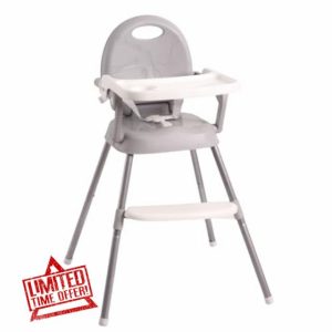 Adjustable Baby Highchair - Infant High Feeding Seat Converts to Toddler Table Chair (Grey)