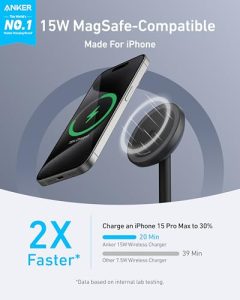 15W Fast Charging MagSafe Charger Compatible Wireless Charger Stand with USB-C Cable