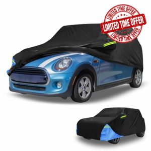 Partuto Car Cover Waterproof All Weather Automotive Outdoor Anti-UV Sun Rain Protection Full Exterior Cover for Mini Cooper 4DR 2014-2025 210D W/Zippe