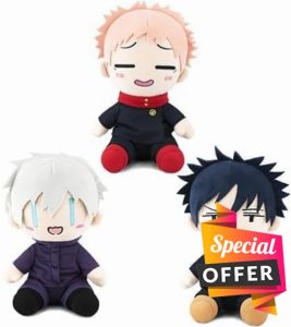 Puruuige JJK Plush 3PCS Fushiguro Megumi/Gojo Satoru Soft Figure Itadori Yuji Stuffed Plushies Anime Hug Pillow Cushion Home Sofa Decoration Gif