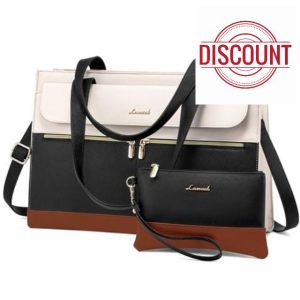 LOVEVOOK Laptop Tote Bags for Women 15.6 Inch Ladies Work Bags Stylish Handbag with Laptop Compartment Large Designer PU Leather Briefcase for School Shoulder Bag for Office Shopping