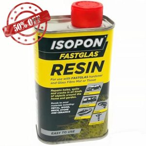 AMK® Isopon Fastglas Resin 250ml Quality Fibreglass Resin for Repairs of Holes Splits Cracks Bonds to Metal Wood Stone