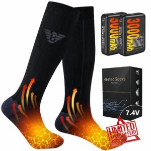 Heated Socks Men Women - 7.4V 3000mAh Rechargeable Electric Socks for Camping Fishing Cycling Skiing(Size: M-XL)