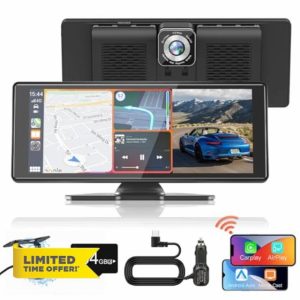 Texpot Car Stereo for Apple CarPlay Android Auto with 4K Dash Cam 1080P Backup Camera