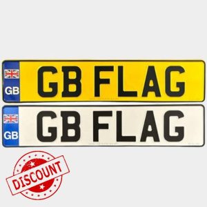 Metal Pressed Number Plate - 520mm x 111mm GB Badge - Pair of 2 Plates