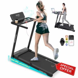 Mobvoi Home Treadmill Ultra 3 in 1 Walking Pad with Foldable 6% Incline for Home Office 2.5HP Walking Running Treadmill Holder for Cup Phone Laptop Large Running Area LED Display Speaker 12KMH 120kg