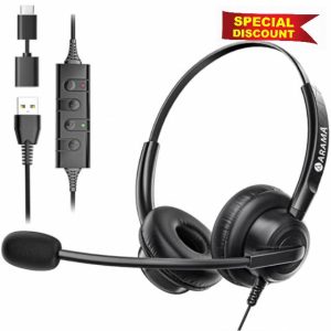 Arama USB Headset with Microphone Noise Cancelling for Laptop PC
