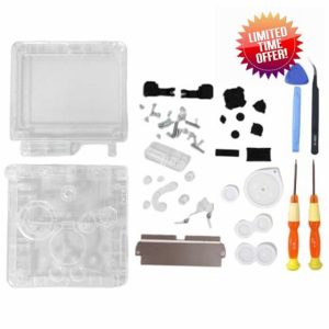 Hzxkqmil Replacement Full Shell Transparent Housing Case Cover with Buttons Screws Kit for Game Boy Advance SP GBA SP Console (Clear White)