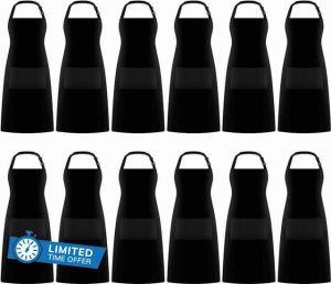 Xaztr 12 Pack Bib Aprons with 2 Pockets