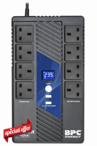 BPC Energy UPS Power Supply UK - 1000VA UPS with 8 Outlets - UK Plug BS1363A - Surge Protected | Reliable Computer Uninterruptible Power Supply Units for Home & Office