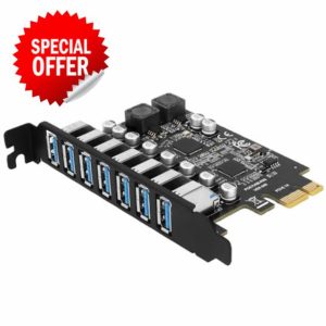 PCIE USB 3.2 GEN1 Card 7 Ports PCI Expree to USB Expansion Card Super Speed 5Gbps PCIE USB3 Hub Controller Adapter for Windows 11/10/8/7/XP/LINUX