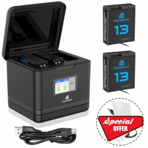Homesuit Hero 13 Battery 2300mAh and LCD 3-Channel USB Storage Charger for GoPro Hero 13 Black Enduro Rechargeable Battery with Type-C PD3.0 (2-Pack)