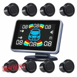 Bumper Parking Assist Sensor 8 Parking Sensor Car Automobile Reversing Backup Radar Electronics Rear Auto Detector Backing Assistance Kit Buzzer Backup Parking Sensor(Black)