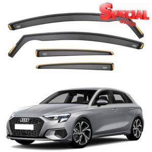 ISPEED Wind Deflectors for AUDI A3 MK4 2020-2025 5 Door Hatchback 4pc Set - Keep Your Car Ventilated In Rain - Reduce Wind Turbulence - Tinted In-Channel Type
