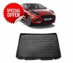 LAS Boot Liner for FORD PUMA 2020 Onwards Recyclable Plastic (TPE) Tailored Fit Car Floor Mat Protector Guard Tray Black Custom Fitted Dog Friendly Waterproof with Raised Edges