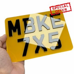 Motorbike Number Plate 4D acrylic - Motorcyle 7x5 Show Number Plate - 4D Number Plate for Motorcycle/Quadbike/ATV