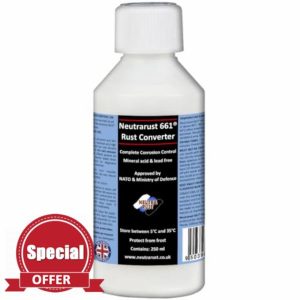 Neutrarust 661® Rust Converter - The Original Water based & Non-Hazardous. MOD & NATO Approved (250 ml) 10-12 square metres per litre
