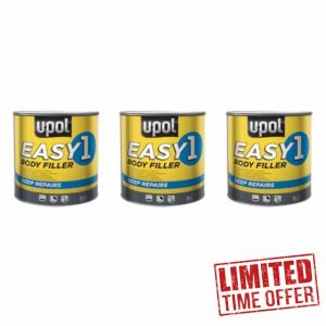 INTERMIX SUPPLIES U-Pol Easy One Car Body Filler 3L (Pack of 3) – 3L Easy Sand Polyester Filler for Steel