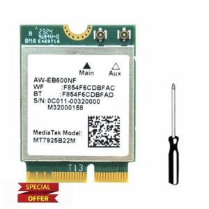 Giilayky MT7925 WIFI 7 Card 5400Mbps M.2 Triple Band 2.4G/5G/6G Bluetooth 5.3 WiFi Card Adapter for Win10/Win11 Linux