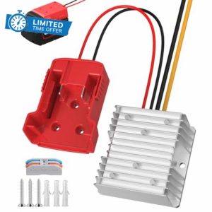 Upgraded 18V to 12V Step Down Converter Aadpter for Milwaukee M18 Batteries