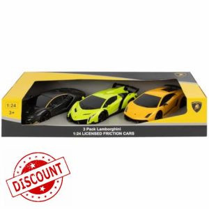 ightclick Lamborghini Friction Cars 3-Pack - Pull Back & Go Toy Cars for Kids