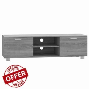 idaXL TV cabinet 140x40 5x35 cm carved wood gray sonoma oak