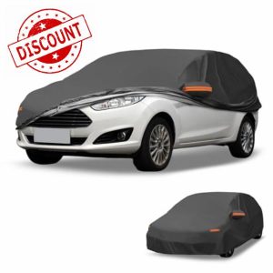 Partuto Car Cover Waterproof All Weather Automotive Outdoor Anti-UV Sun Rain Protection Full Exterior Cover for Ford Fiesta Sedan 2008-2022 Black W/Zippe