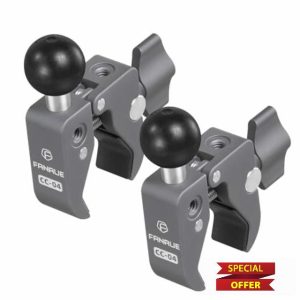 FANAUE 2 Pack Aluminum Alloy Handlebar Clamp Mount Base with 1'' Ball for Rails 0.5" to 2.0" in Diameter