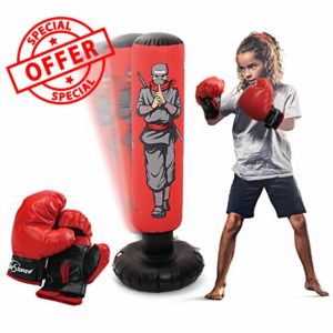 Inflatable Kids Punching Bag with Boxing Gloves