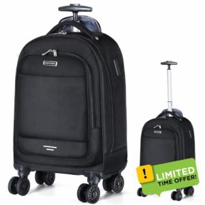 Ponhog Rolling Laptop Travel Backpack with Wheels for Women Men -15.6 Inch Laptop Wheeled Rucksack