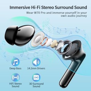 In Ear Headphones Bluetooth 5.4 with HiFi Stereo Deep Bass